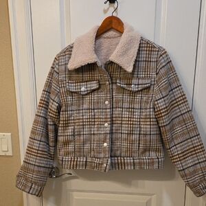 Oat New York Plaid Sherpa Jean Jacket